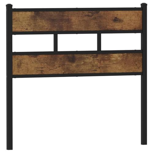 vidaXL Tête de lit de Remplacement chêne fumé 80 cm Fer et Bois d'ingénierie, tête de lit pour lit Simple, tête de lit en métal, tête de lit Simple