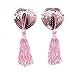 Senchanting Reusable Sexy Silicone Sequin Adhesive Nipple Cover Pasties Bra with Tassel(Pink)