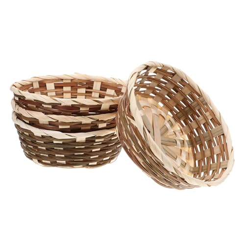 Alipis Bamboo Woven Fruit Bowl Lid Small Storage Basket Wicker Decorative Fruit Holder for Kitchen