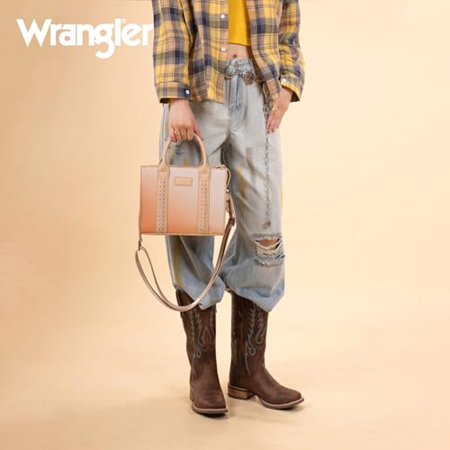 Wrangler średnia torba na ramię dla kobiet designerska torebka torebka z uchwytem górnym z paskiem, Cieniowany jasny brąz, Medium