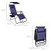Best Choice Products Folding Zero Gravity Outdoor Recliner Patio Lounge Chair w/Adjustable Canopy Shade, Headrest, Side Accessory Tray, Textilene Mesh - Navy Blue