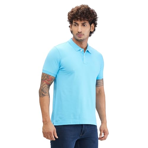 Image of Parx Men Regular Fit Solid Pattern Cotton Polyester Blend Half Sleeve Polo Neck Casual T-Shirt