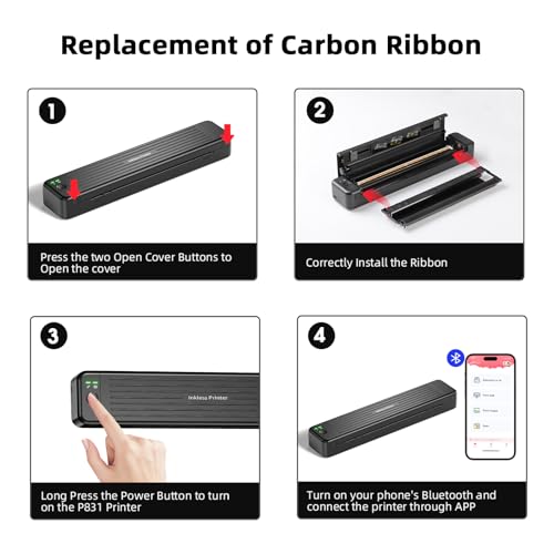 Impressoras portáteis sem fio para viagens, impressora de transferência térmica sem tinta P831 supor