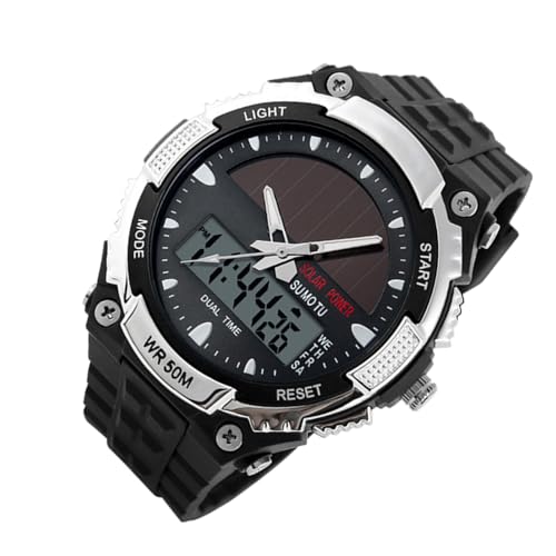 Genérico Reloj Solar para Hombre - Relojes para Hombre con Energía Solar,Reloj De Pulsera Multifuncional Casual para Deporte Fitness Trabajo Uso Diario