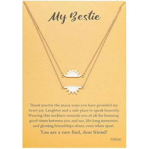 TGOLM Real Gold Plated Half Sun Friend Necklace for Women BFF Necklaces for 2, My Besties Friendship Gift Cover