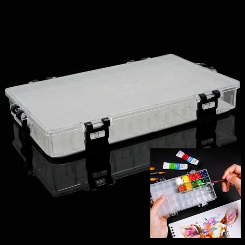 Caja Pintura Acuarela vacía - 50 Compartimentos para Acuarela, sartenes Acuarela plástico Blanco vacío Manualidades, Pintura acrílica, Lata Viaje, Vacía Paleta Acuarelas, Viaje Estudiantes Artista Cover