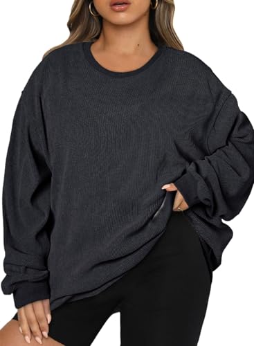 Image of Eytino Women Plus Size Sweatshirt Oversized Crew Neck Long Sleeve Tops