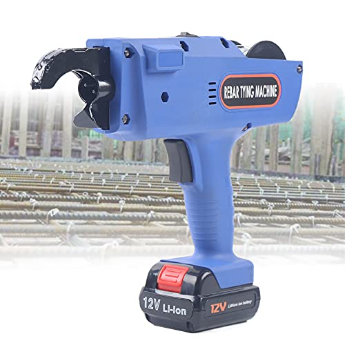 TBVECHI Automatic Rebar Tying Machine, 12V 8-34mm 4500mAh Handheld Rebar Tier Tool with Steel Wire (Blue)