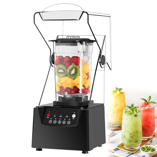 DIUNAOZI Licuadora Comercial De 2200 W para Batidos,Multifunción Batidora de Vaso, 2L, Limpieza Automática, 17000 r/min, Licuadoras para Zumos Batidos Verduras Frutas Smoothies 220V