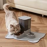 Automatischer Katzenfutterspender, 2-in-1 Abnehmbarer Schwerkraft-Futter- und Wasserspender für Katzen und kleine Hunde (Grau)