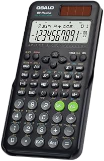 OSALO Kalkulator naukowy z funkcją 401, 10 + 2 cyfr, wyświetlacz solarny i bateria, etui ochronne do szkoły, czarny (OS 991MS 2nd Edition)