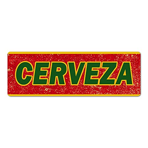 Cerveza Sign Vintage Mexican Food Restaurant Decor Retro Signs Wall Art Tin Decorations Plaque Cantina Gift 6 x 18 Matte Finish Metal 106180067001
