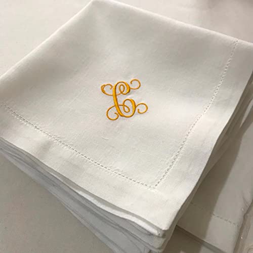 POLOC Servilletas de Tela de Cena Blancas Bordadas con Monograma , servilletas Personalizadas Servilleta de Boda de Regalo de inauguración de la casa