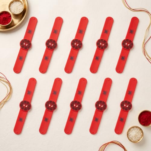 Image of Marvel Spider-Man Slap Band Rakhi and Friendship Band Pack of 10 | Return Gift for Boys | Raksha Bandhan and Birthday Party Favour