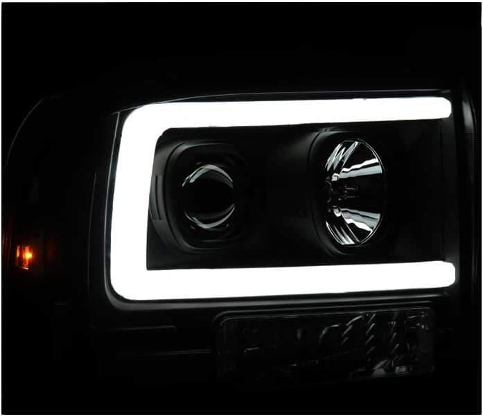 LED Projector Headlights Headlamps Black Compatible with 1999-2004 Ford F-250 F-350 F-450 F-550 Super Duty