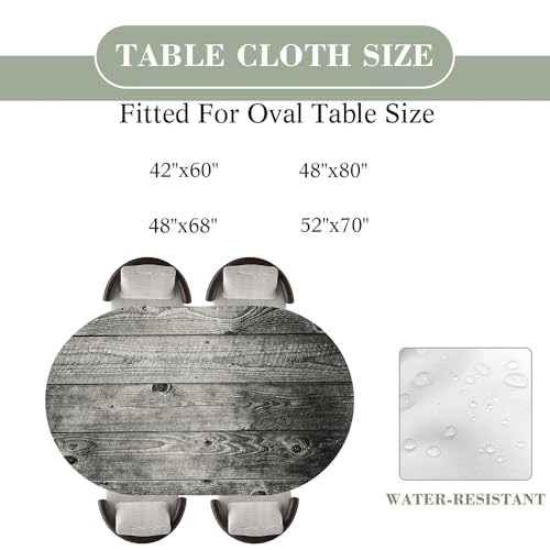 FSKGOIM Oval Elastic Tablecloth, Wood Plank Texture, Fits 48"x68" Tables by FSKGOIM - Used condition - Image 4