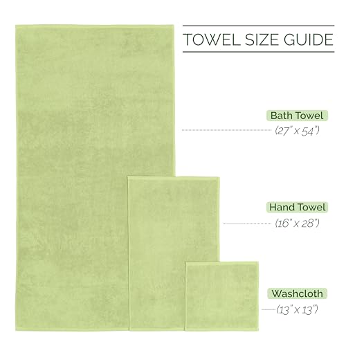 Image of Elegant Comfort Luxury 6-Piece Towel Set, Premium Soft 100% Turkish Cotton, Three Line Popcorn Design 2 Bath Towels, 2 Hand Towels and 2 Washcloths Towel Set - Quick-Drying and Absorbent, Sage Green