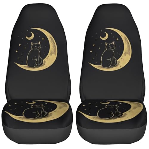Housses de siège de voiture chat et lune pour un voyage poétique
