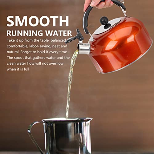 Vosarea 1.8L Whistling Water Kettle Loud Whistling Teapot Stainless Steel Induction Cooker Teapot Ergonomic Handle Design Kettle For Stovetop (Orange) #TOP7
