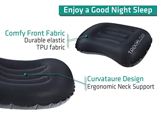 Trekology Aluft 1.0 Comfy Inflatable Camping & Backpacking Pillow - Perfect For Sleeping, Air Travel, Beach #TOP3