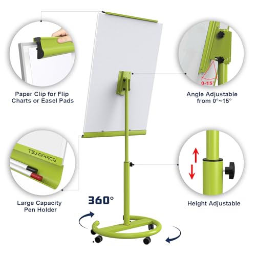 Image of TSJ OFFICE Rolling Whiteboard Standing - 40 x 26 Inches Mobile White Board