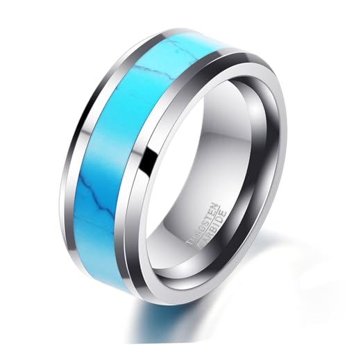 8mm Vintage Tungsten Carbide Ring Gold/Silver/Black with Wood Inlay Wedding Band Ring for Men Nature Collection