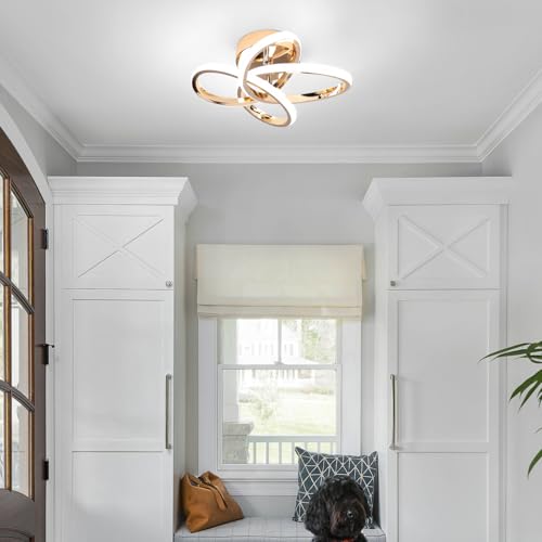 Image of CANEOE Modern Hallway Light Fixtures, 6000K Modern Led Ceiling Light for Hallway, Small Close to Ceiling Lamp for Hallway Corridor Closet Bedroom Bathroom Kitchen Stair Curved Design Ceiling Lights