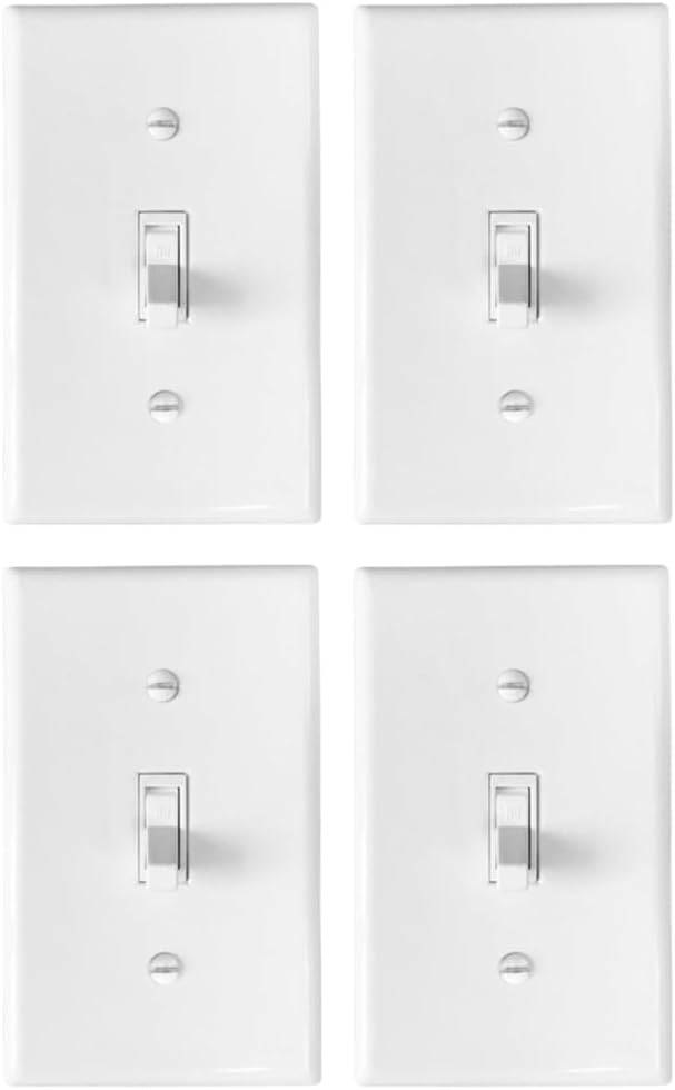 4-Pack Mechanical Toggle Switch Panel 4.52X2.75In White Led Light Wall Switch Covers with Screws for Home Office Cafe Restaurant