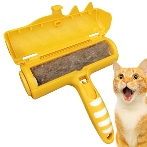 Pet Hair Remover Roller - Lint Roller for pet Hair - Self Cleaning Dog & Cat Hair Remover - Remove Dog, Cat Hair from Furniture, Carpets, Bedding, Clothing and More. Orange