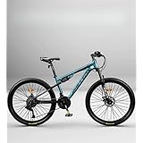 Dazzix新登場24/26/27.5インチ マウンテンバイク フルサスペンションマウンテンバイク ディスクブレーキ 自転車21/24/27段変速 前輪クイックリリース クロスバイク アルミニウム合金低スパン 内部配線 MTB 適応身長145-190cm (27.5インチ/21速,ブルー)