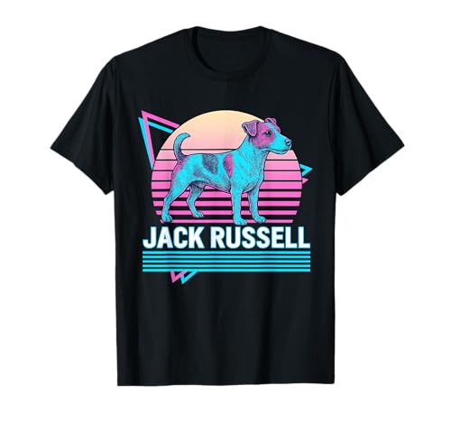 Jack Russell Terrier Retro Vintage Synthwave Perro estético Camiseta