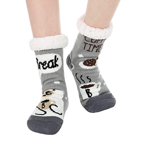 Image of Chassic Sherpa Lined Slipper Socks for Women, Non-Slip Cozy Winter House Socks, Soft Fuzzy Socks, Gifts for Women & Ladies Stocking Stuffers