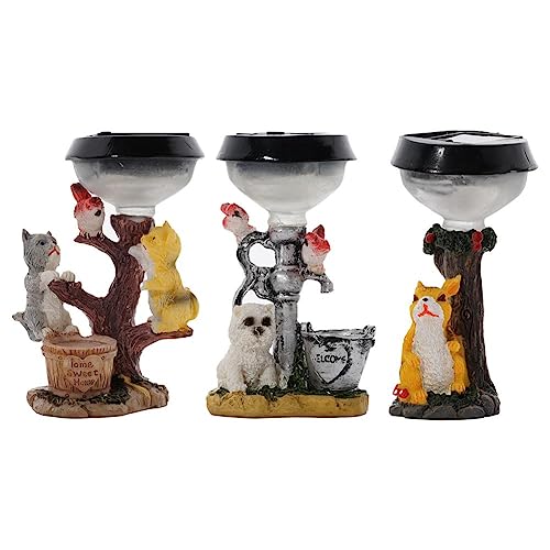 Solar Garden Statue Ornament Light, Funny Outdoor Dog/Cat/Rabbit Resin Figurines Lawn Lamp Art Decor For Patio Lawn Yard Porch Pond Deck #TOP7