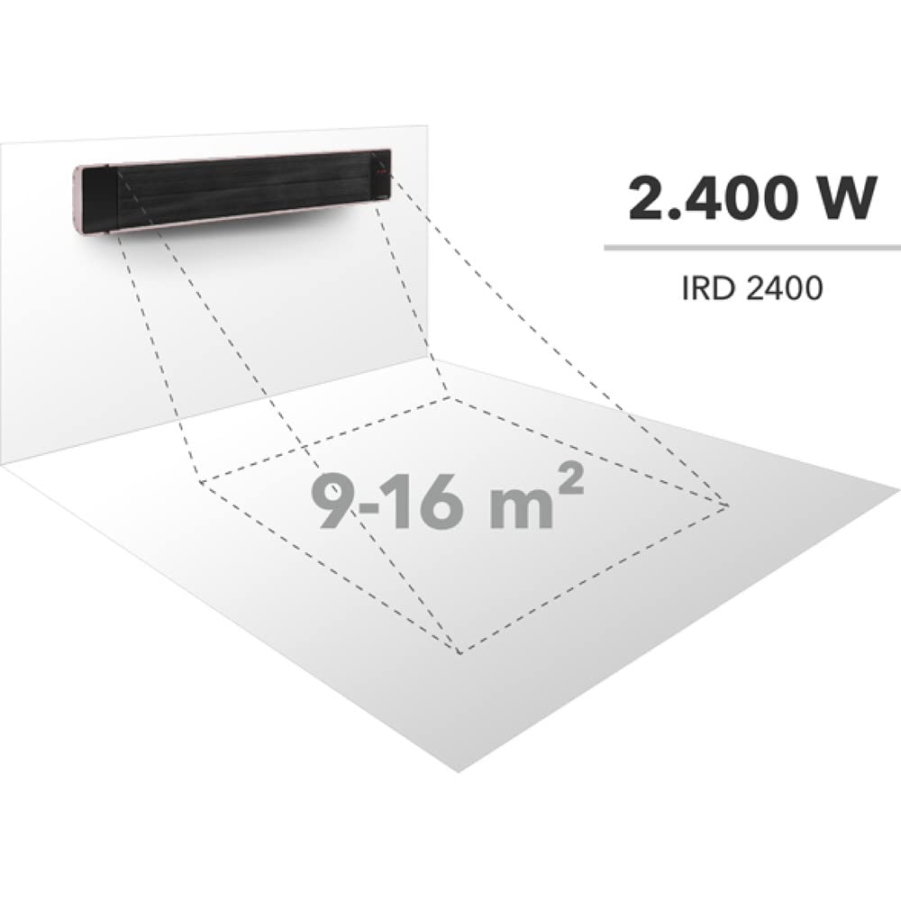 TROTEC Infrarot Heizstrahler IRD 2400 – Heizleistung 800 W / 1600 W / 2400 W – Dunkelstrahler, IP55, inkl. Fernbedienung, Timer-Funktion