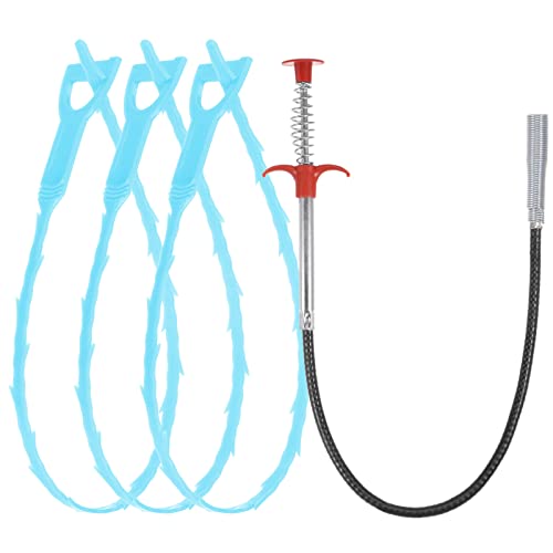 uxcell 3pcs 20 Inch Drain Hair Clog Remover Tool PP & 24 Inch Drain Cleaner Tool Sticks Stainless
