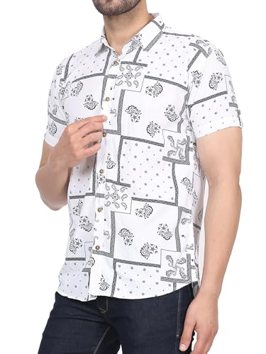 Image of CVC Fashion Men's Printed Button-Down Shirt - Aesthetic Regular Fit Half Sleeve Casual Shirt for Men, Ideal for Summer & Beach Wear