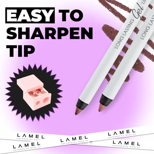 Lamel Matte Gel Lip Liner Pencil | Weightless & CreamyTexture - Sharpenable - Longwear & Waterproof - High Pigmented & Flawless Finish - Cruelty-free & Paraben-Free - 412, 1,7g/0.05oz. (Spicy Nude)