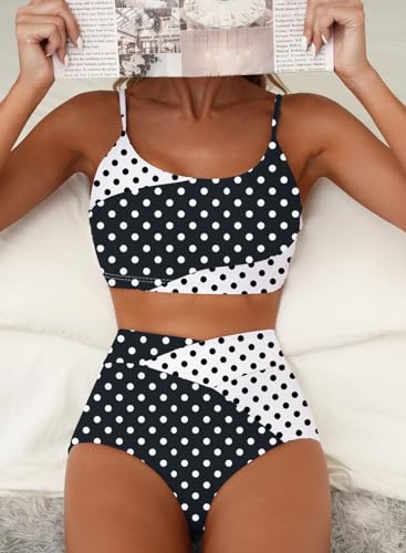 Image of Herseas Women 2 Piece High Waisted Bikini Sets Color Block Popular Swimsuit 2026 Summer Beach Best Bathing Suits