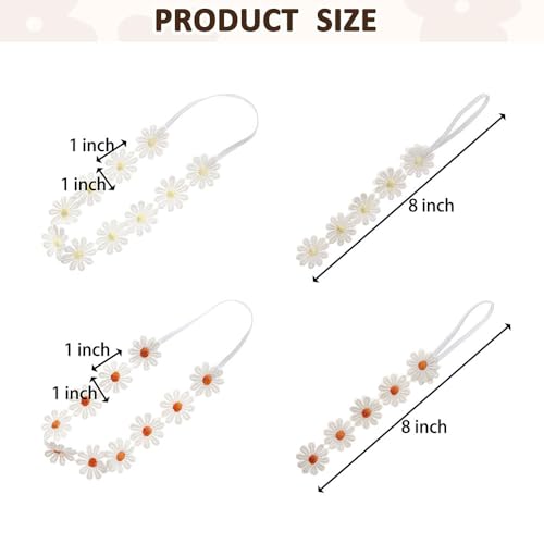 4PCS Baby Girls Daisy Flower Bows Headbands Spring Outdoor Hair Band Handmade Hair Accessories For Kids Toddlers Infants Newborn4