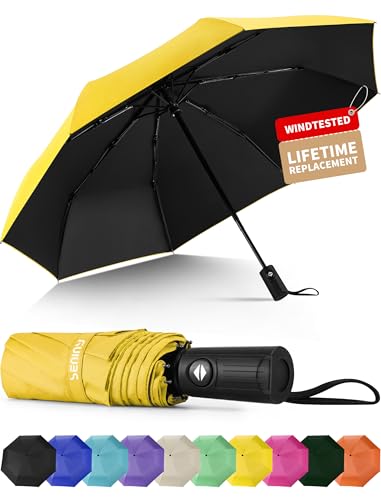 Seniny Windproof Travel Umbrella with UV Protection
