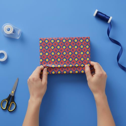 Image of QIPS | NUKKAD Printed Gift Wrapping Paper - Pack of 10 Sheets (19 inch x 29 inch) | Glossy Finish, 80 GSM Acid-Free Paper | Ideal for Birthdays, Baby Showers & Festivals (Floral Checks)