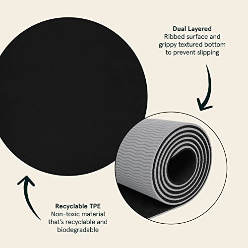 Retrospec Zuma Yoga Mat For Men & Women - Outdoor & Indoor Non Slip Exercise Mat For Hot Yoga, Pilates, Stretching, Floor & Fitness Workouts - Black #TOP1