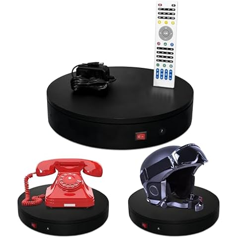 ComXim Rotating Display Stand with Remote Control, 360 Degree Motorized Platform 12.6in，Automatic Mute Electric Turntable for Photography Product, 3D Scanning (12.6‘’ 88lb Black) Cover