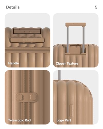 artrips Carry On Luggage with 8 Spinner Wheels,20''Spinner Luggage,PC Lightweight Hardside Luggage with Bread Design,TSA Lock, Brown,Carry On 20-Inch,47L