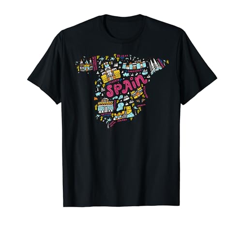 Travel around Spain Map Europe Spanish Family Vacation Tee T-Shirt