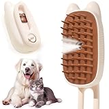 belieonu Cat Brush Cat Steam Brush Rechargeable Steamy Pet Grooming For Shedding, Water Spray Massage Brushs, Dog Hair Removal Self Cleaning Brushs Steamer Wet Spa Comb (Beige)