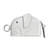 [ジゼル] キーケース スマートキー対応 スマートキーケース 本革 ゾウ ミニ財布 カードケース 薄型 小物入れ カラビナ レディース (シルバー(金具シルバー))