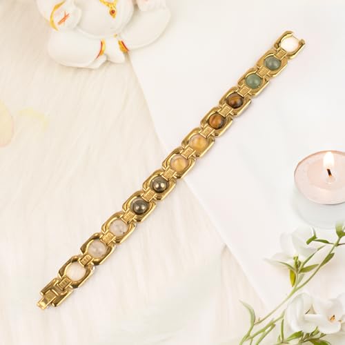 Image of Astrotalk Metal Dhan Yog Bracelet | Attracts Wealth & Financial Prosperity | Pyrite, Citrine, Tiger Eye, Quartz, Hematite & Aventurine Astrology Bracelet for Man & Woman | Gift for Man & Woman