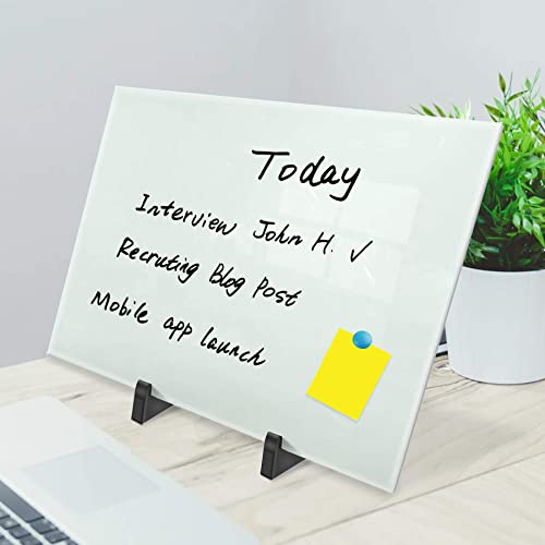 Magnetic Small Glass Whiteboard Desktop, Zhidian 14X10" Portable Tempered Glass Dry Erase Board Panel With Adjustable Stand For Desk, Tabletop Glass Writing Board Easel For Office Home #TOP2