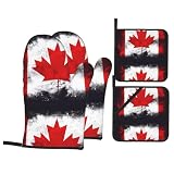 YYHWHJDE Lot de 4 jetés de four imperméables avec impression de drapeau canadien, résistant à la chaleur et facile à nettoyer pour casserole, poêle et grill